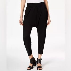 Eileen Fisher barrel horseshoe harem pants black side pockets size medium